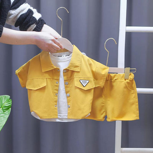 Boys' Polo Short Sleeve Suit Casual Shorts Two Piece Set